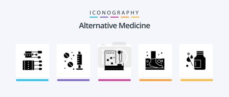 Illustration for Alternative Medicine Glyph 5 Icon Pack Including therapy. relaxation. syringe. fish. room. Creative Icons Design - Royalty Free Image