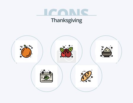 Illustration for Thanksgiving Line Filled Icon Pack 5 Icon Design. fruit. berry. holiday. thanksgiving. cob - Royalty Free Image