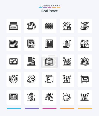 Ilustración de Creative Real Estate 25 OutLine icon pack  Such As building . . real . security. protection - Imagen libre de derechos