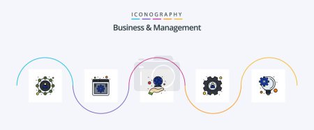 Téléchargez les illustrations : Business And Management Line Filled Flat 5 Icon Pack Including innovative idea. user. web. profile. marketing - en licence libre de droit