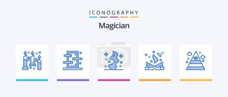 Téléchargez les illustrations : Magician Blue 5 Icon Pack Including illuminati. spell book. magic. magic. book. Creative Icons Design - en licence libre de droit