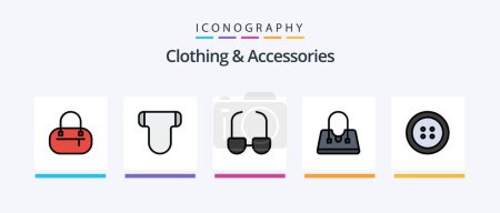 Illustration for Clothing and Accessories Line Filled 5 Icon Pack Including . trousers. school. pants. baby. Creative Icons Design - Royalty Free Image