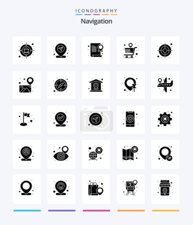 Illustration for Creative Navigation 25 Glyph Solid Black icon pack  Such As map. store. online. shopping. document - Royalty Free Image