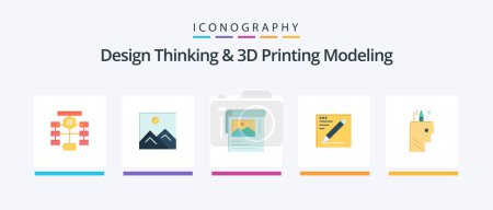Ilustración de Design Thinking And D Printing Modeling Flat 5 Icon Pack Including education . text. education. pencil . brosher. Creative Icons Design - Imagen libre de derechos