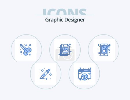 Illustration for Graphic Designer Blue Icon Pack 5 Icon Design. design. image. web. idea. designer - Royalty Free Image