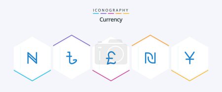 Illustration for Currency 25 Blue icon pack including . coins. coin. yuan. israel - Royalty Free Image
