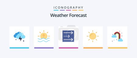 Ilustración de Weather Flat 5 Icon Pack Including weather. rain. sun. sunny. day. Creative Icons Design - Imagen libre de derechos