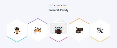 Téléchargez les illustrations : Sweet And Candy 25 FilledLine icon pack including camping. food. brownie. dessert. food - en licence libre de droit