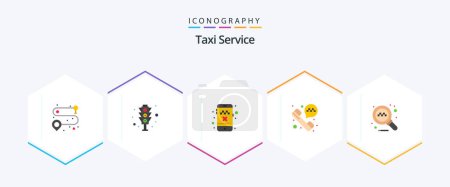 Ilustración de Taxi Service 25 Flat icon pack including . search. cancel ride. online. taxi call - Imagen libre de derechos