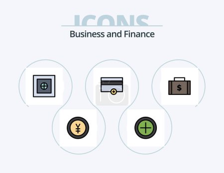 Téléchargez les illustrations : Finance Line Filled Icon Pack 5 Icon Design. finance. money. finance. finance. bag - en licence libre de droit