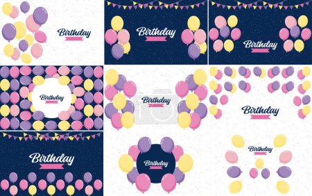 Illustration for Happy Birthday in a sleek. modern font with a gradient color scheme and a confetti effect - Royalty Free Image