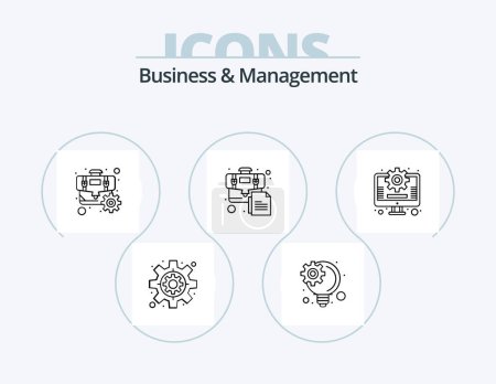 Illustration for Business And Management Line Icon Pack 5 Icon Design. career. web. fix. settings. online - Royalty Free Image