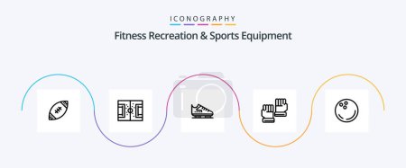 Téléchargez les illustrations : Fitness Recreation And Sports Equipment Line 5 Icon Pack Including goalkeeper. glove. pitch. skating. skate - en licence libre de droit