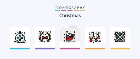 Illustration for Christmas Line Filled 5 Icon Pack Including concert. pokemon. entertaiment. pokeball. film. Creative Icons Design - Royalty Free Image