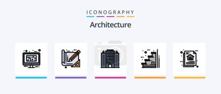Illustration for Architecture Line Filled 5 Icon Pack Including document. plan. architecture. tools. document. Creative Icons Design - Royalty Free Image