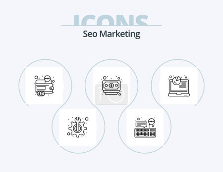 Illustration for Seo Marketing Line Icon Pack 5 Icon Design. seo. marketing. bubble. finance. representative - Royalty Free Image