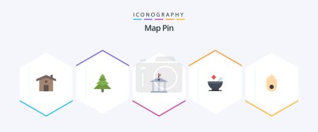 Téléchargez les illustrations : Map Pin 25 Flat icon pack including . . money. palm. gesture - en licence libre de droit