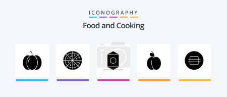 Téléchargez les illustrations : Food Glyph 5 Icon Pack Including . food. sweet. eat. fruit. Creative Icons Design - en licence libre de droit