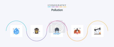 Illustration for Pollution Flat 5 Icon Pack Including waste. pollution. pollution. waste. lungs - Royalty Free Image