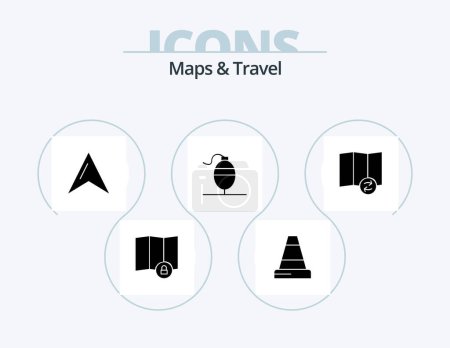 Illustration for Maps and Travel Glyph Icon Pack 5 Icon Design. . . pointer. synchronize. map - Royalty Free Image