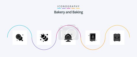 Téléchargez les illustrations : Baking Glyph 5 Icon Pack Including baking. book. baked. food. dish - en licence libre de droit