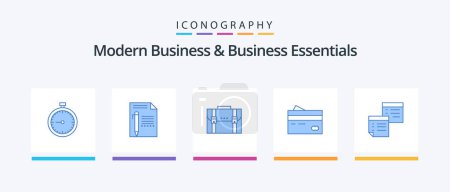 Illustration for Modern Business And Business Essentials Blue 5 Icon Pack Including marketing. case. edit. business. write. Creative Icons Design - Royalty Free Image