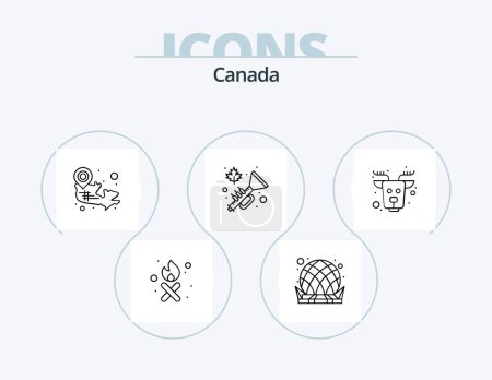 Téléchargez les illustrations : Canada Line Icon Pack 5 Icon Design. de. sport. log. hockey. canada - en licence libre de droit