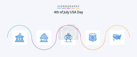 Illustration for Usa Blue 5 Icon Pack Including american. usa. thanksgiving. shield. holiday - Royalty Free Image