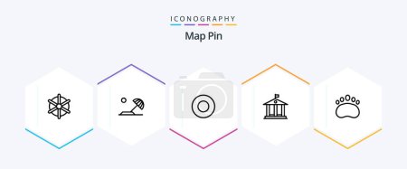 Illustration for Map Pin 25 Line icon pack including . clutches. dish. bear. traveling - Royalty Free Image