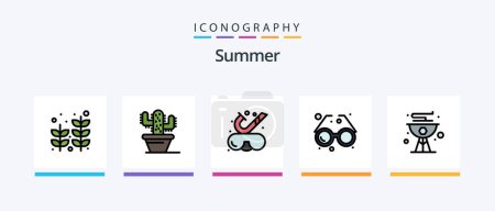 Illustration for Summer Line Filled 5 Icon Pack Including sun. eye. beach. beach. fire. Creative Icons Design - Royalty Free Image