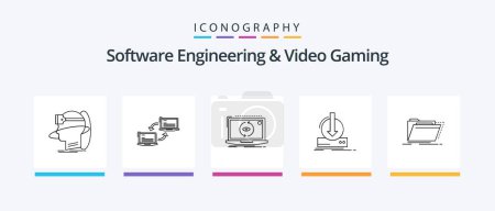 Ilustración de Software Engineering And Video Gaming Line 5 Icon Pack Including game. console. testing. publish. shuttle. Creative Icons Design - Imagen libre de derechos