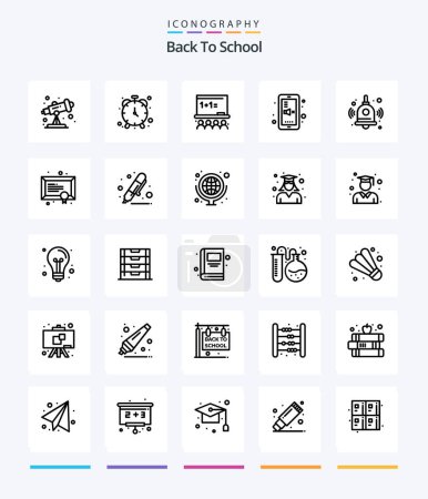 Téléchargez les illustrations : Creative Back To School 25 OutLine icon pack  Such As bell. back to school. art board. mute. education - en licence libre de droit