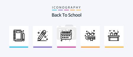 Ilustración de Back To School Line 5 Icon Pack Including cup. school supplies. pot. pencil. scissor. Creative Icons Design - Imagen libre de derechos