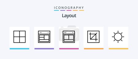Ilustración de Layout Line 5 Icon Pack Including draw. create. pie. wireframe. links. Creative Icons Design - Imagen libre de derechos
