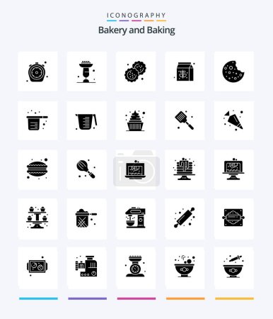 Téléchargez les illustrations : Creative Baking 25 Glyph Solid Black icon pack  Such As food. pack. cupsakes. food. cookie - en licence libre de droit