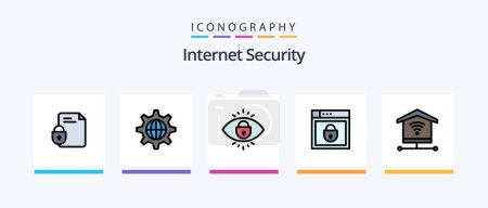 Illustration for Internet Security Line Filled 5 Icon Pack Including internet. research. internet. search. web security. Creative Icons Design - Royalty Free Image