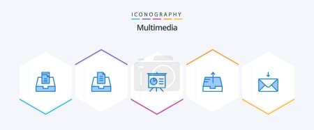 Illustration for Multimedia 25 Blue icon pack including . send. - Royalty Free Image