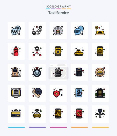 Illustration for Creative Taxi Service 25 Line FIlled icon pack  Such As bottle. taxi. food. sign. conversation - Royalty Free Image