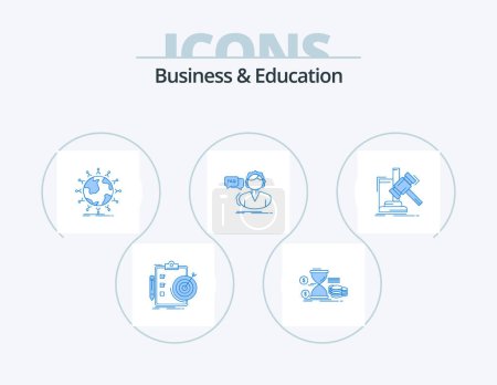 Ilustración de Business And Education Blue Icon Pack 5 Icon Design. call. faq. time. kids. network - Imagen libre de derechos