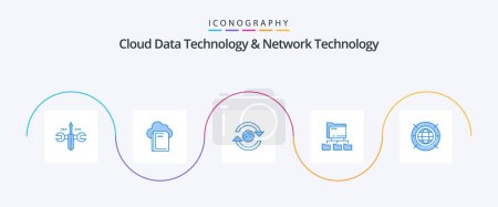 Ilustración de Cloud Data Technology And Network Technology Blue 5 Icon Pack Including web . computing. arrow . network. folder - Imagen libre de derechos