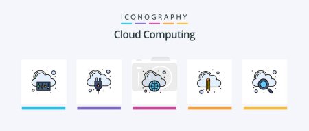 Illustration for Cloud Computing Line Filled 5 Icon Pack Including document. download. upload. download. Creative Icons Design - Royalty Free Image