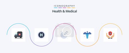 Ilustración de Health And Medical Flat 5 Icon Pack Including . shield. sign. medicine. pharmacy - Imagen libre de derechos