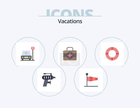 Illustration for Vacations Flat Icon Pack 5 Icon Design. life. ic. wind. medici. area - Royalty Free Image