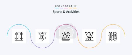 Illustration for Sports and Activities Line 5 Icon Pack Including feather shuttlecock. badminton. sports accessory. nature. game - Royalty Free Image