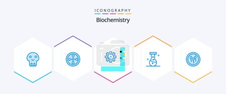 Téléchargez les illustrations : Biochemistry 25 Blue icon pack including process. chemistry. setting lab. biology. laboratory - en licence libre de droit