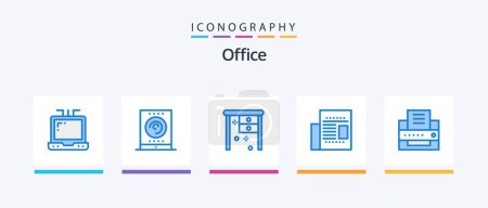 Illustration for Office Blue 5 Icon Pack Including . fax. office desk. printer. office. Creative Icons Design - Royalty Free Image