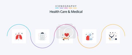 Illustration for Health Care And Medical Flat 5 Icon Pack Including health. medicines. care. health. care - Royalty Free Image