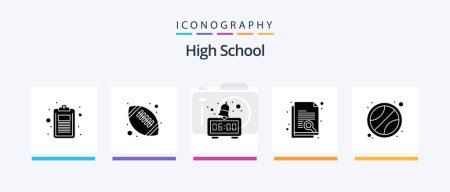 Illustration for High School Glyph 5 Icon Pack Including sport. search. high school. research. document. Creative Icons Design - Royalty Free Image
