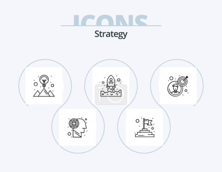 Téléchargez les illustrations : Strategy Line Icon Pack 5 Icon Design. business man. business. key. business solution. brainstorming - en licence libre de droit