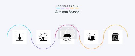 Téléchargez les illustrations : Autumn Glyph 5 Icon Pack Including vegetable. halloween. leaf. autumn. rain - en licence libre de droit